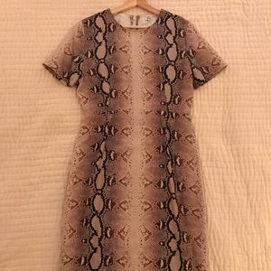 Knee length, silk, snake print dress